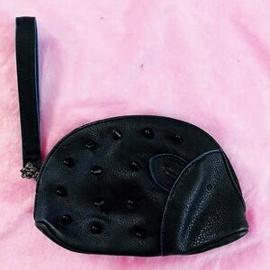 Black Wristlet Clutch with Stud Accents